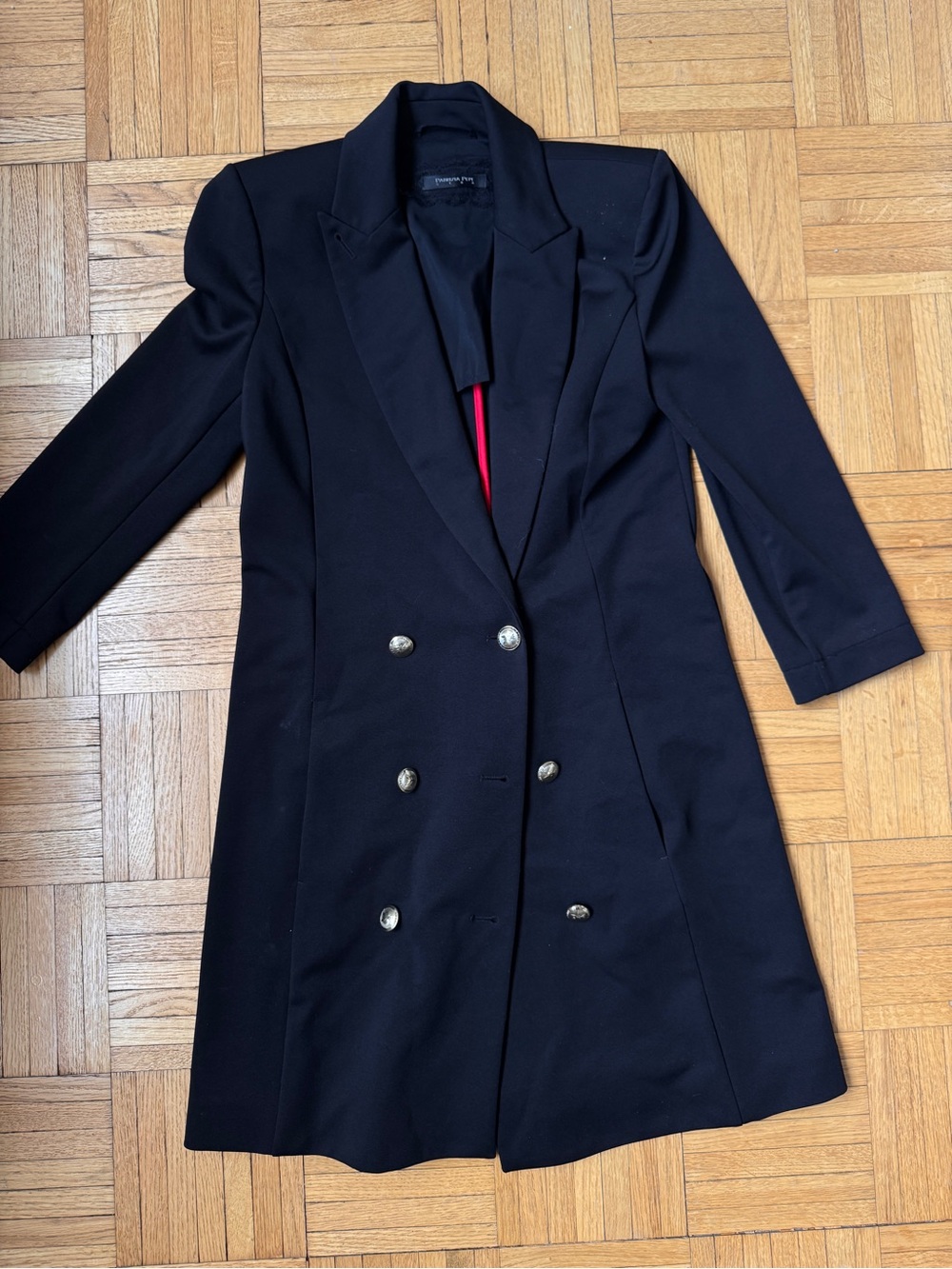 Patrizia Pepe Black Double-Breasted Blazer Dress IT 38